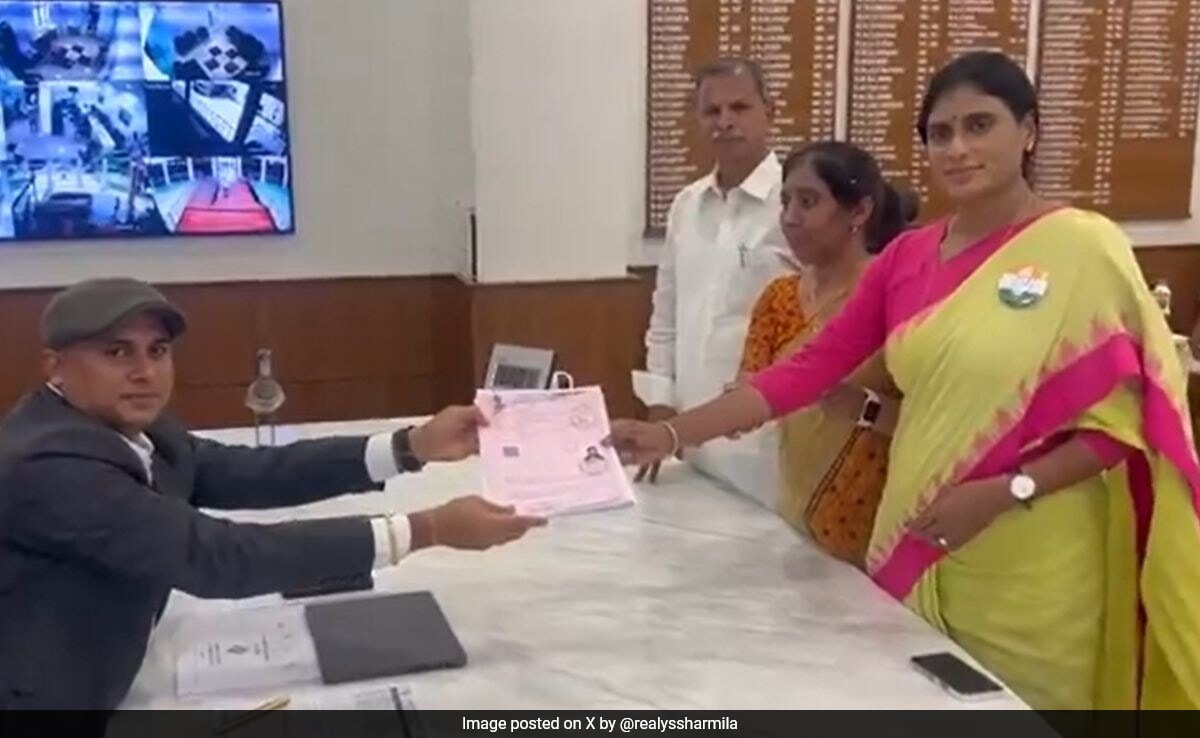 Andhra Congress Chief YS Sharmila Files Nomination For Kadapa Seat